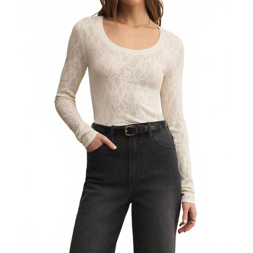 NEW Z SUPPLY tibi scoop mesh sweater in crystal